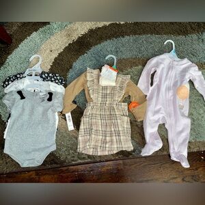 Lot of Theee (3) Baby Girls Outfits Size 6 month - 9 month total of 7 pieces NWT